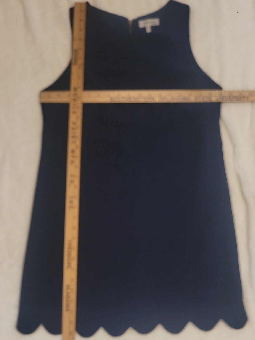 Monteau Navy Scallop-Hem Sleeveless Shift Dress - Picture 3 of 4